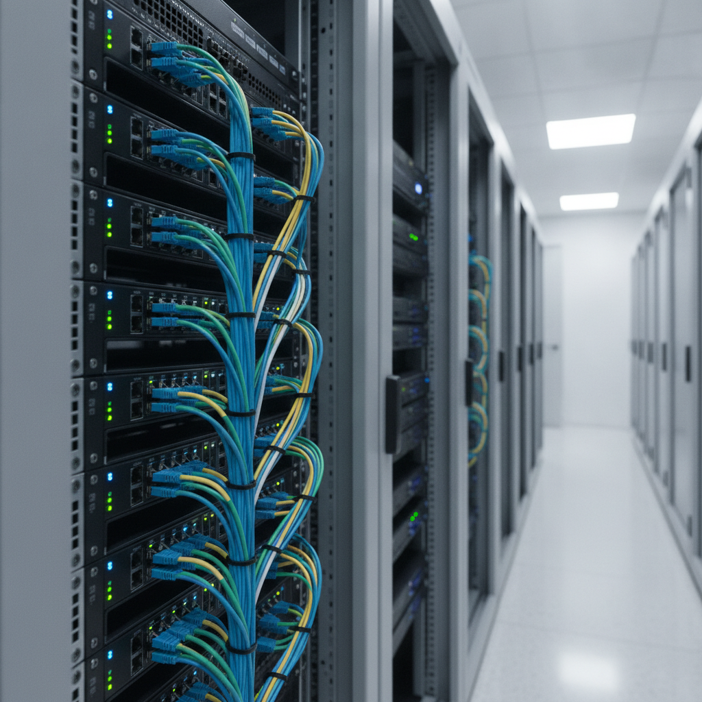 Detaljan prikaz server sobe sa mrežnom infrastrukturom za video nadzor